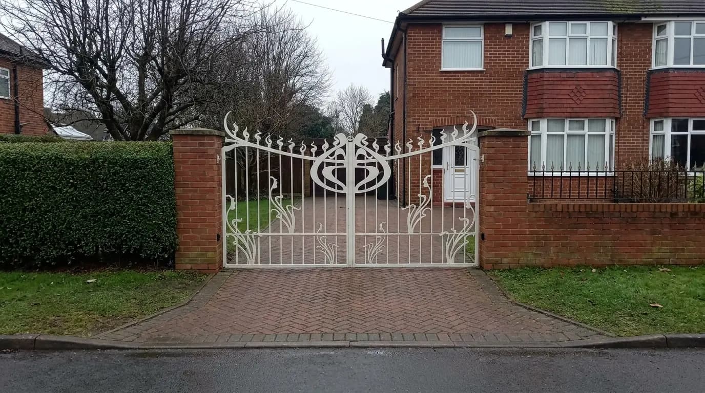 Automated driveway gates of the kind installed and serviced across Cheshire